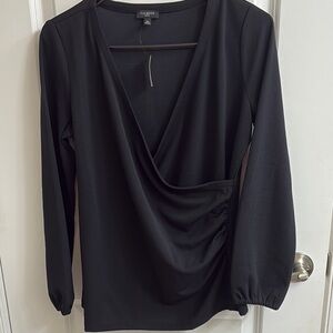 Talbots Black Wrap Blouse with Long Sleeves